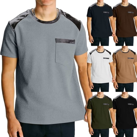 Men s Slim Fit Short Sleeve Round Neck Casual Shirt T-Shirt Top for Business Casual Office Work Daily Wear Vacation Outfits Classic Mens Apparel | Ihhxva Dark Blue 2XL