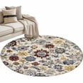 thumbnail image 2 of 4ft Washable Round Rug, Floral Boho Non-Slip Circle Area Rug for Living Room Bedroom, Retro Indoor Floor Mat for Home Decor, 2 of 9