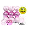 thumbnail image 1 of Esferas para árbol de navidad Artego de 8 cm de diámetro paq 18 esferas Rosa *Línea Detail Con: 2 estilos emboss y un cromado, para colgar Christmas ornaments, 1 of 7