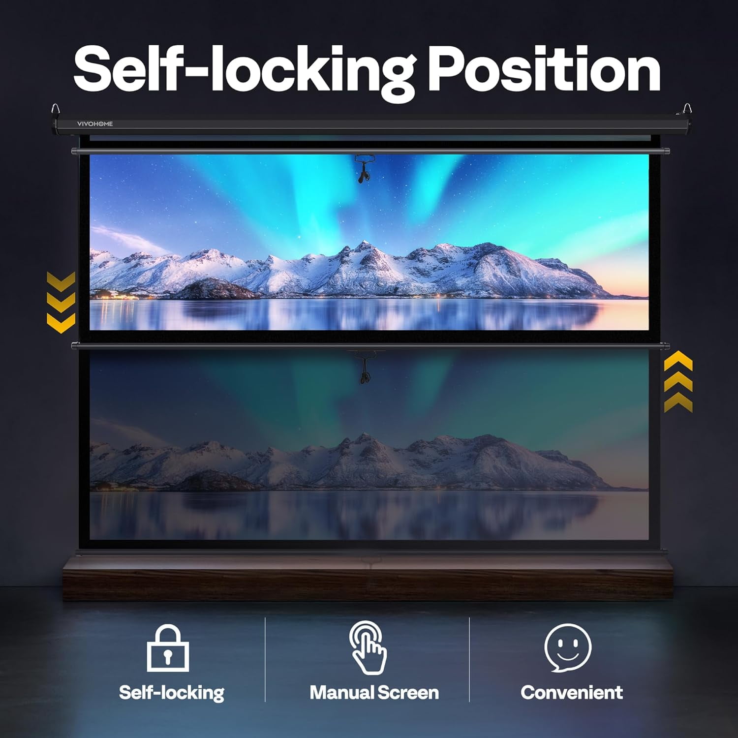 SPECSTAR 100 inch Manual Pull Down Projector Screen, 16:9 HD Retractable Projector Screens for Movie Home Theater Cinema Office Video Game, Black
