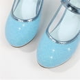 thumbnail image 5 of Avrnliq Girls Glitter Mary Jane Princess Shoes Low Block Heel Moon Star Charm Sparkle Dress Shoes for Wedding Party Birthday Cosplay Blue,Size 38, 5 of 9