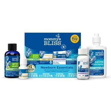 Mommy's Bliss Newborn Set, Included Gripe Water, Vitamin D, Gas Relief, Saline Drops, 4 Count