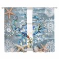 thumbnail image 2 of Blue Crab Coastal Semi Sheer Window Curtains 63 Inches Long, Summer Beach Nautical Starfish Coral Rod Pocket Voile Silky Chiffon Curtain Light Filtering Drapes for Living Room, 52"x63", 2 Panels, 2 of 9
