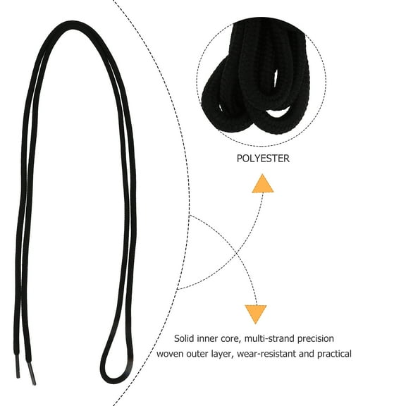 KALLORY 2Pairs of Black Polyester Shoelaces for Durable and Easy Use