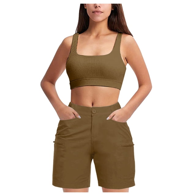 TINZ Shorts d'Été pour Femmes Randonnée en Plein Air avec Poches Shorts Grande Taille pour Femmes