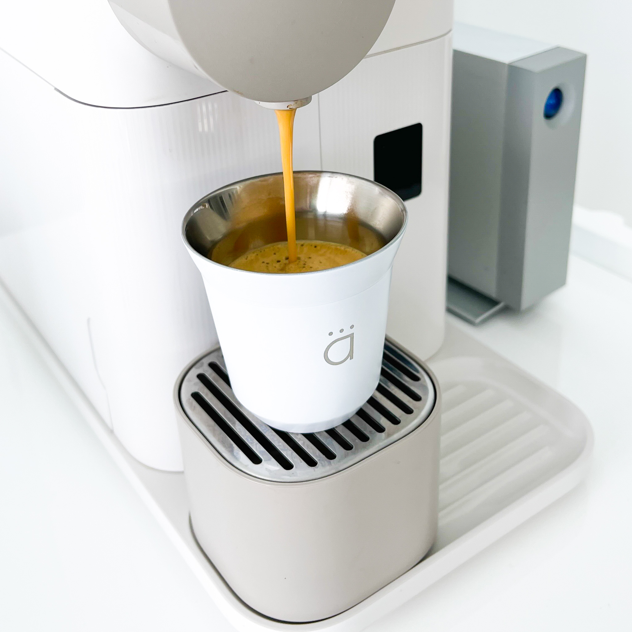 Kalmateh Double Wall Insulated Stainless Steel Espresso Coffee Cup Set, Pack of Four - Heat Resistant Espresso Coffee Cups- 2.7oz 80ml (White)
