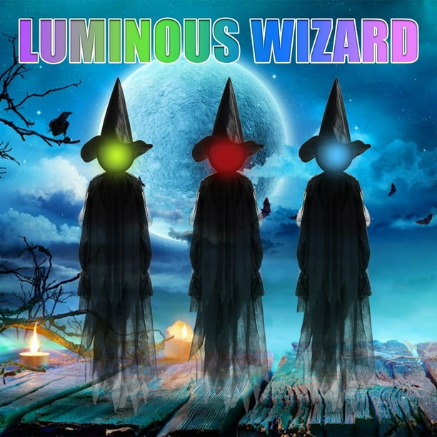 HEIBIN Witches Holding Hands and Glowing Faces Set of 3 witches