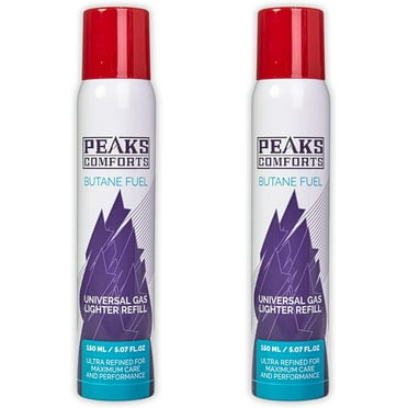 Peaks Comforts Butane Fuel for Torch Lighter, 150 ml Butane Fuel Canister,Ultra Refined Lighter Fluid Refill Compatible with Crème Brulee Kitchen Torch, Refillable Candle Lighter - 2 Count