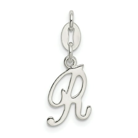 925 Sterling Silver Initial R Shaped Pendant