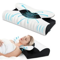 Ergonomic Cervical Memory Foam Pillow for Neck Pain Relief, Orthopedic Contour Pillow with Breathable Cover, for Side, Back, and Stomach Sleepers, Queen Size 23.6"x14.2"x4.7", Black