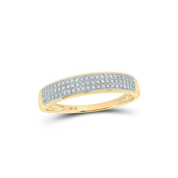 10kt Yellow Gold Mens Round Diamond Pave Band Ring 1/5 Cttw