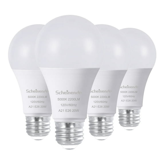 150 Watt Led Bulb Equivalent, Standard A21 Super Bright Light Bulb, Daylight 5000K, Non-Dimmable, 20 Watt 2200Lumens, 4 Pack