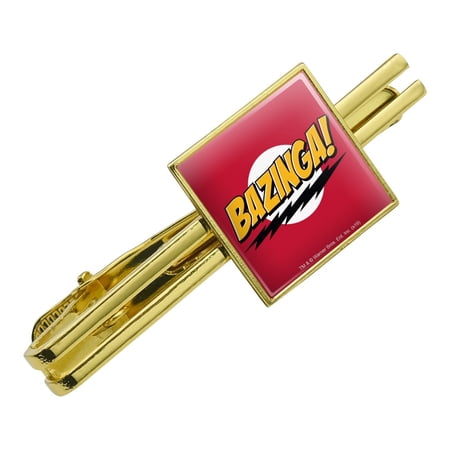 The Big Bang Theory Sheldon Bazinga Square Tie Bar Clip Clasp Tack- Silver or Gold