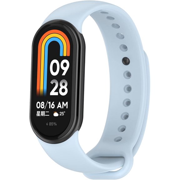 KOMI Compatible with Xiaomi Smart Band 9 Strap, Adjustable Soft Silicone Waterproof Sport Wristband Replacement Breathable Bracelet for Xiaomi Band 9NFC Smartwatch Accessories Light Blue