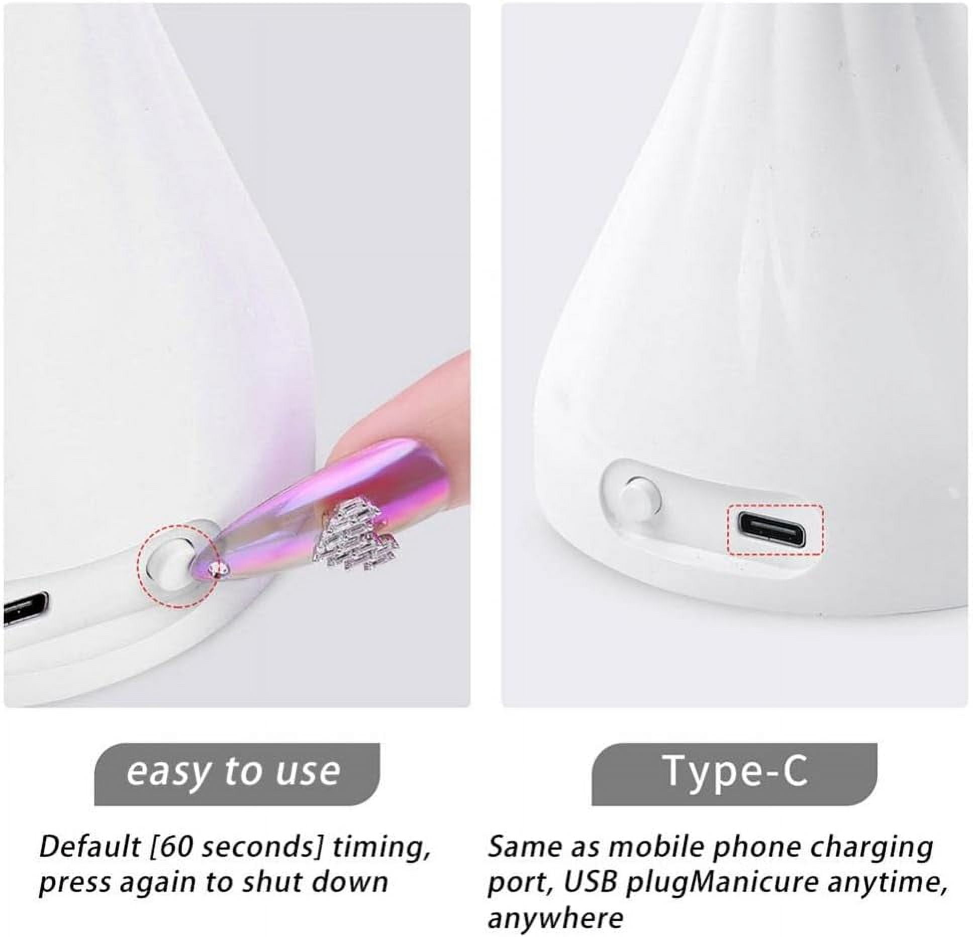 Nail Dryer Mini Nail Lamp Uv Led Nail Art Gel Dryer Quick Dry Nail Polish Curing Lamp Gooseneck Flash Cure Light with USB for Home DIY White Nail Lamp Manicure