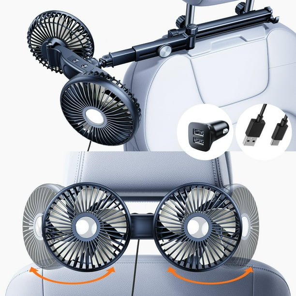 Ventilador de coche Nauttxon para niños con brazo largo retráctil para asientos traseros