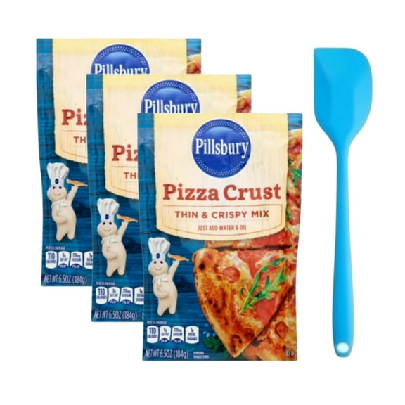 Pillsbury Thin and Crispy Pizza Crust Mix, 6.5 Oz Pouch (3 Pack) With Spatula