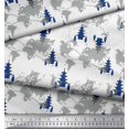 thumbnail image 2 of Soimoi Blue Japan Crepe Satin Fabric Tree & World Map Fabric Prints By Yard 42 Inch Wide, 2 of 3