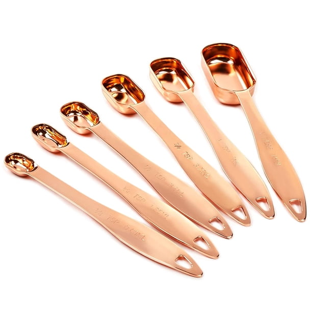 Cucharas medidoras, juego de 6 - Extra fuertes y duraderas. Acero inoxidable de alta calidad. Acabado pulido espejo. Ingredientes secos y líquidos. La forma estrecha de la jarra. Zhivalor SNFLD639