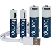 Bump AA and AAA Batteries 1.5V Lithium Ion Rechargeable Battery Combo Packs with Type C USB Cable Pack of 4