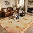 thumbnail image 2 of Large Area Rugs 8'x10', Maple Leaves Fall Carpet Runner Indoor Outdoor Rugs Home Decor Aesthetic, Thanksgiving Rustic Orange Plaid Non Slip Mats Washable Accent Rug for Living Room Bedroom, 2 of 8