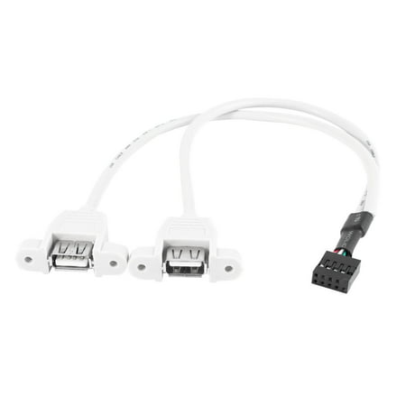 Unique Bargains USB2.0 9Pin Male to Double A Female Ports Adapter Cable for Computer