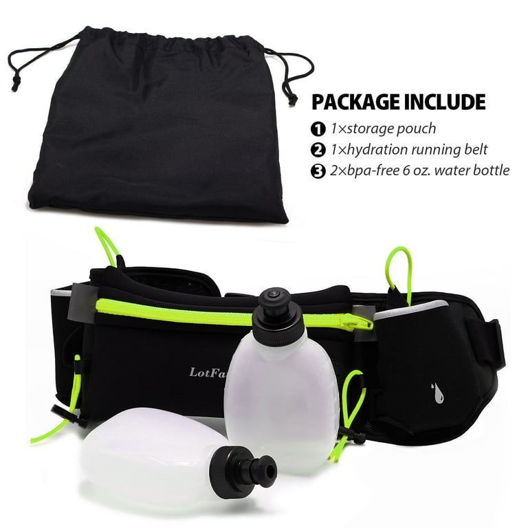 Lotfancy running fuel belt with water bottle outlet