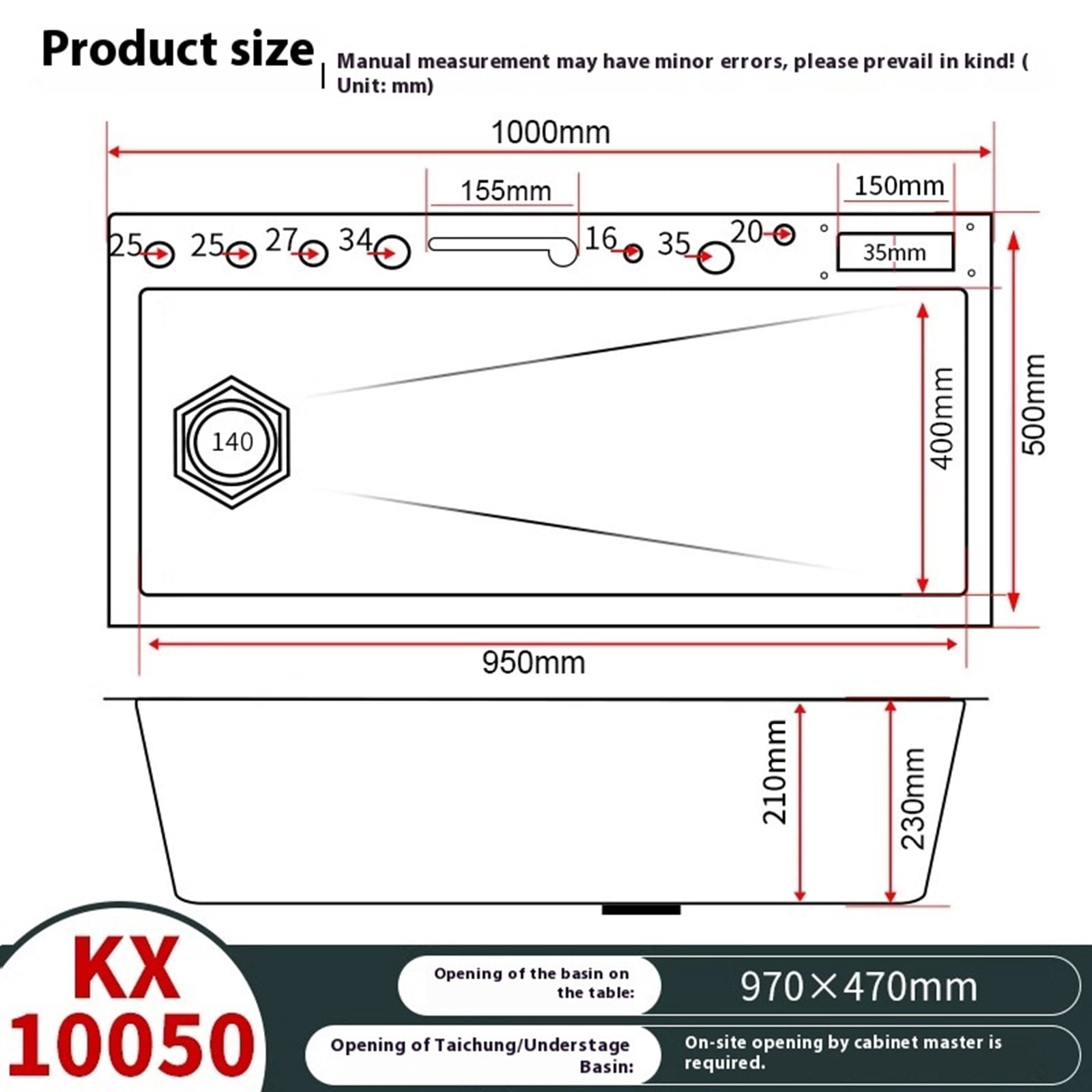 40″×20″ Stainless Steel Kitchen Sink Single Bowl Left-side Drainage Integrated Digital Display Waterfall Faucet Multifunction Sink Dishwashing Basin