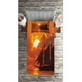 thumbnail image 2 of Ambesonne Tropical Quilted Coverlet 2 Pcs, Sunset in Key Florida, Twin Size, Orange Dark Orange, 2 of 2