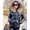 thumbnail image 4 of Aofur Womens Ladies Quilted Winter Coat Fur Collar Hooded Down Jacket Parka Outerwear Small Black, 4 of 9