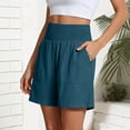 thumbnail image 5 of Nestiefly Linen Shorts for Womens Casual Summer High Waisted Wide Leg Lounge Beach Vacation Shorts with Pockets 2026 Spring Royal Blue 2XL, 5 of 8