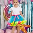 thumbnail image 5 of KkSLirnhs 4-6 Years Girls' Cute Bubble Mini Skirt with Fluffy Tulle Layers for Summer Lightweight Rainbow Sequin Sparkling Tutu Dancing Mesh Skirt Blue, 5 of 6