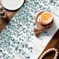 thumbnail image 3 of Teal Green Eucalyptus Leaves Table Runner - 72 Inch Long Spring Plants Leaves Country Cotton and Linen Blended Dress Scarves Farmhouse Table Runner for Kitchen Dining, Coffee Table, 13" x 72", 3 of 8