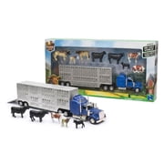 New Ray Free-Wheeling Semi Truck and Trailer with 1:43 Livestock Playset - with - Ages 8 Years and up