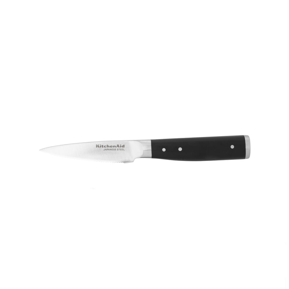 Kitchenaid Gourmet Serrated Paring Knife Set, 3.inch, Black