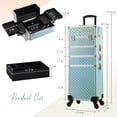 thumbnail image 7 of 4 in 1 Rolling Makeup Train Case Large Cosmetic Trolley Box Salon Barber Case Traveling Cart Trunk, 7 of 7