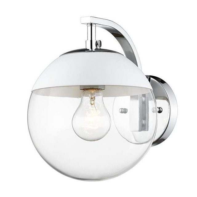 Golden Lighting 3219-1W CH-WHT 1 Applique Murale &44; Blanc & Chrome