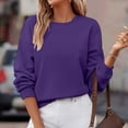 thumbnail image 7 of XPMWRP Sweatshirts for Women Crewneck Long Sleeve Loose Fit Tops Solid Color Cute Pullover Fall Winter Fashion Clothes Purple S, 7 of 7