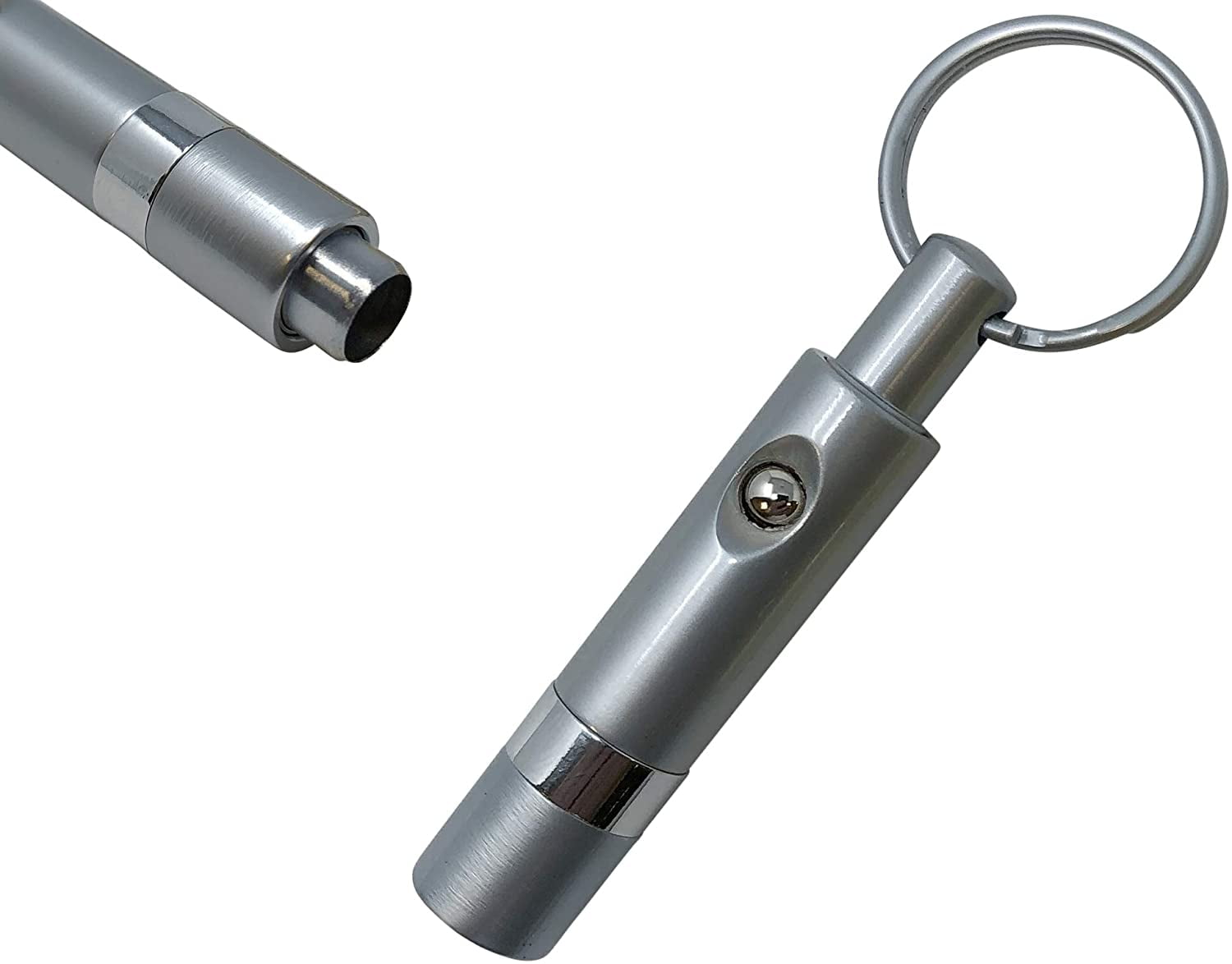 Retractable 8mm Cigar Punch Plug Cutter w/ Key Chain Retail Box Silver 