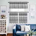 thumbnail image 2 of Grey White Boho Kitchen Curtains Sets for Windows 36 Inch Length, Vintage Ethnic Tribe Abstract Art Rod Pocket Window Treatments Tier Curtains and Valances Set for Bedroom/Bathroom, 2 of 8