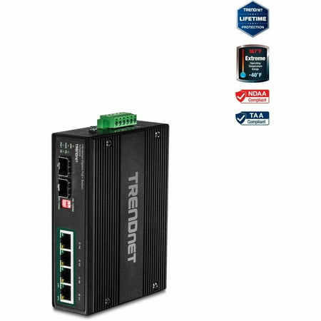 UPC: 0710931160963 | TRENDnet TI-PG62B 6-Port Industrial Gigabit PoE+ DIN-Rail Network Switch (12 – 56 V)