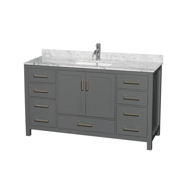 Wyndham Collection Sheffield 60" Metal Single Bathroom Vanity in Dark Gray