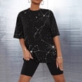 thumbnail image 2 of Jinhomg Womens Plus Size Summer Pajamas 2 Piece Lightweight Loungewear 2025 Novelty Star Print Crew Neck Tees with Short Pants Black XL, 2 of 6