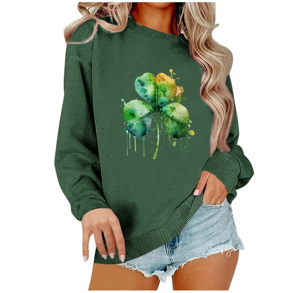 xixinqiwan St Patricks Day Sweatshirt for Women,Women Lucky Shamrock Long Sleeve Shirt Dublin Ireland Pullover Tops St. Patrick'S Day Gift