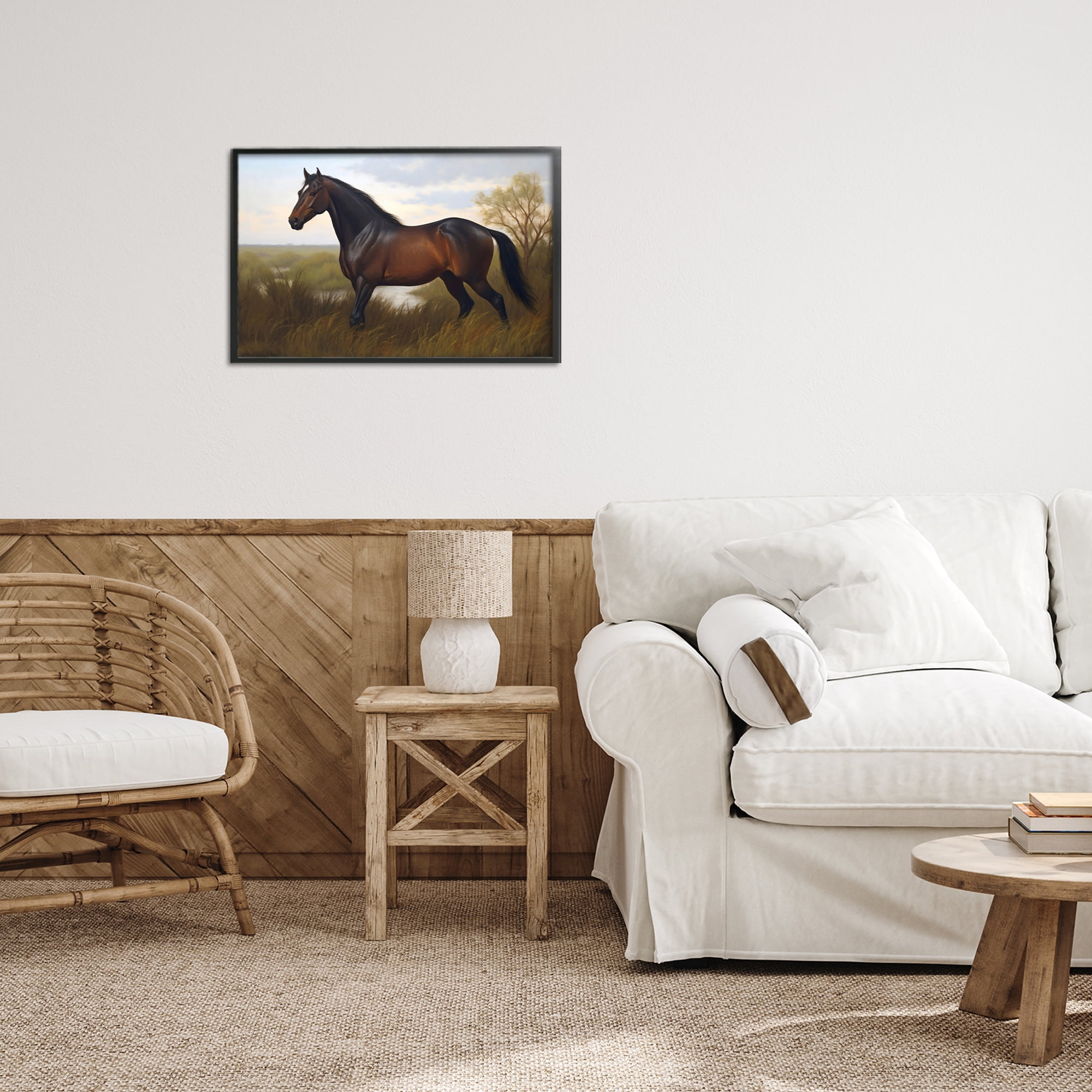 Stupell Industries Stallion in Marshland Black Framed Giclee Art, design by Creative Studio