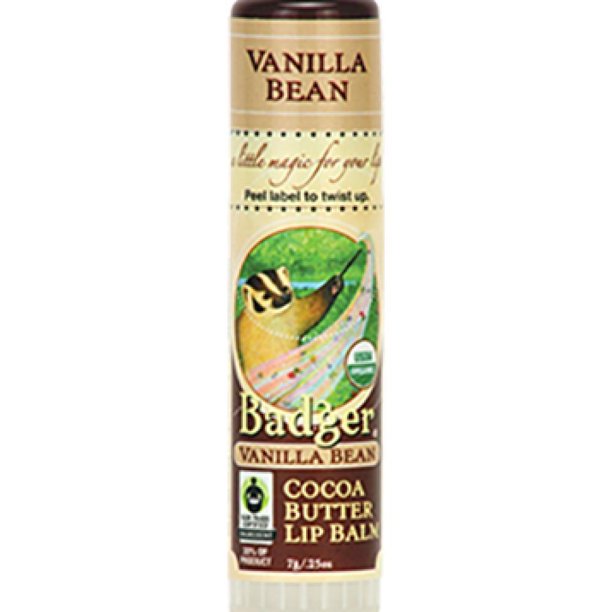 Badger Certified Organic Cocoa Butter Lip Balm Stick Vanilla Bean 0.