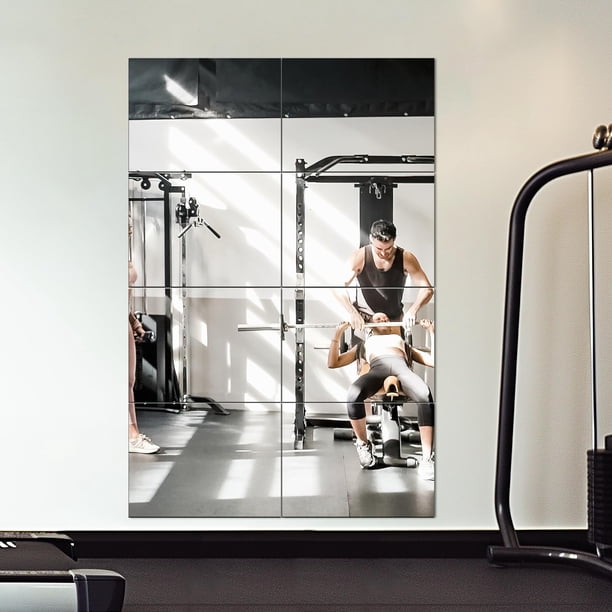 Azulejos tipo espejo Delma Home Gym de 16 x 12 pulgadas (40,5 x 30,5 cm), 8 piezas