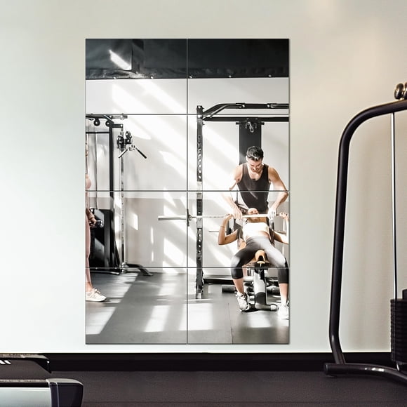 Azulejos tipo espejo Delma Home Gym de 16 x 12 pulgadas (40,5 x 30,5 cm), 8 piezas