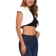 thumbnail image 4 of Cárdigan de mezclilla casual para mujer Inspire Chic, con mangas cortas, chaqueta de jean, color blanco, talla M, 4 of 6
