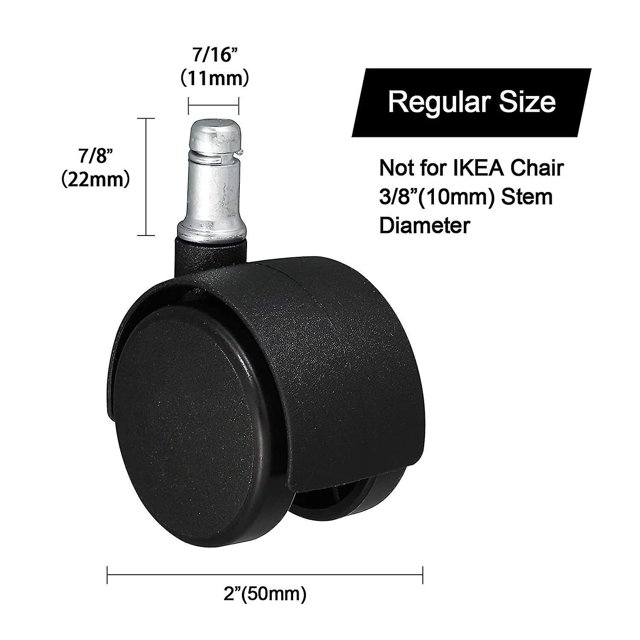Juego de 5 ruedas de 2 pulgadas, tama?o de la barra de ruedas: Ruedas para silla de oficina de 7/16", 7/8" (negro) XianweiShao 8390614495197